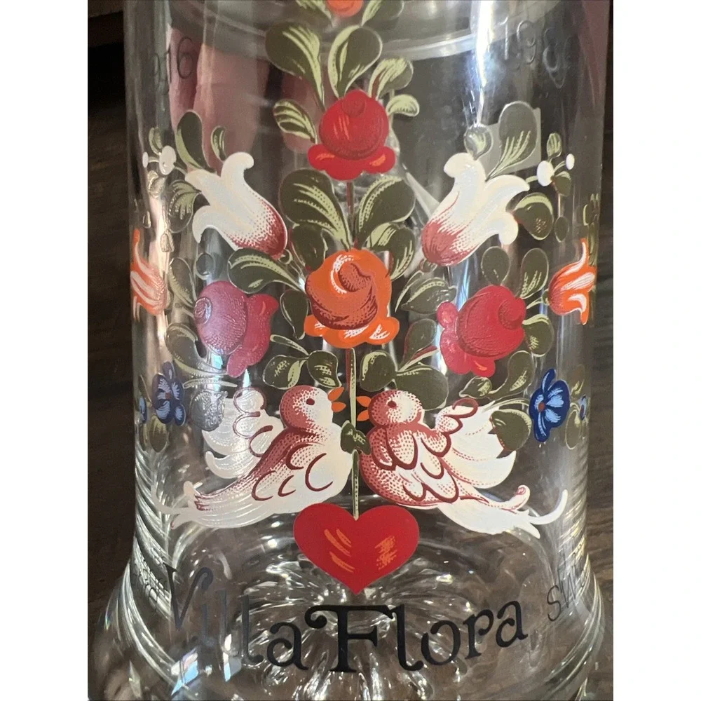 Vintage Joska German Crystal Beer Stein Pewter Lid Mug Villa Flora NWT 1986‎